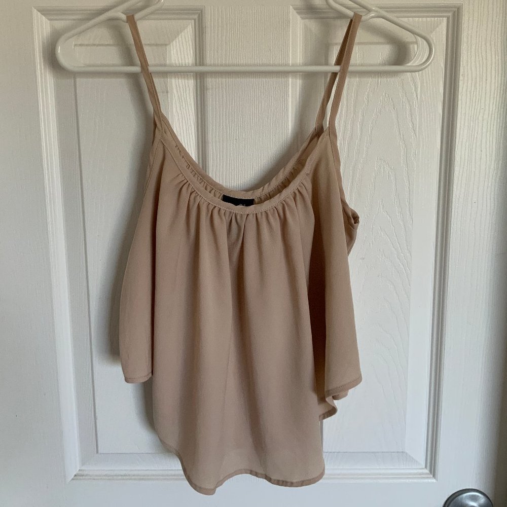 Tan/Beige Flowy Crop Top